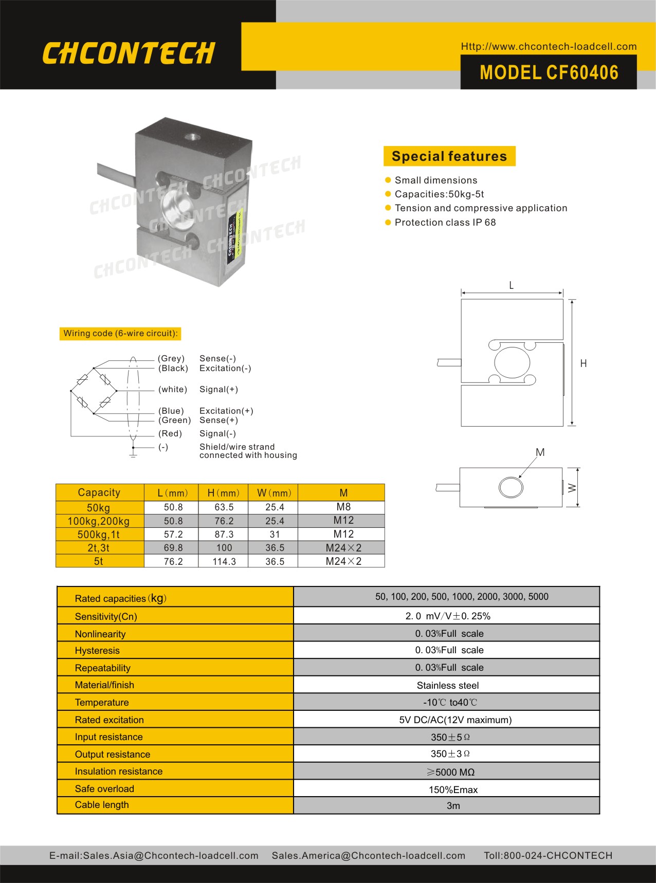 CF60406 S型稱(chēng)重傳感器技術(shù)參數(shù)圖